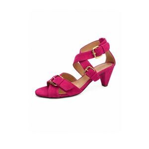 J.Crew Vintage Y2K Fuchsia Suede Made in Italy Ankle Strap Cone Heel Sandals